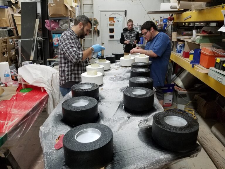 Fabricators building scenery in the shop