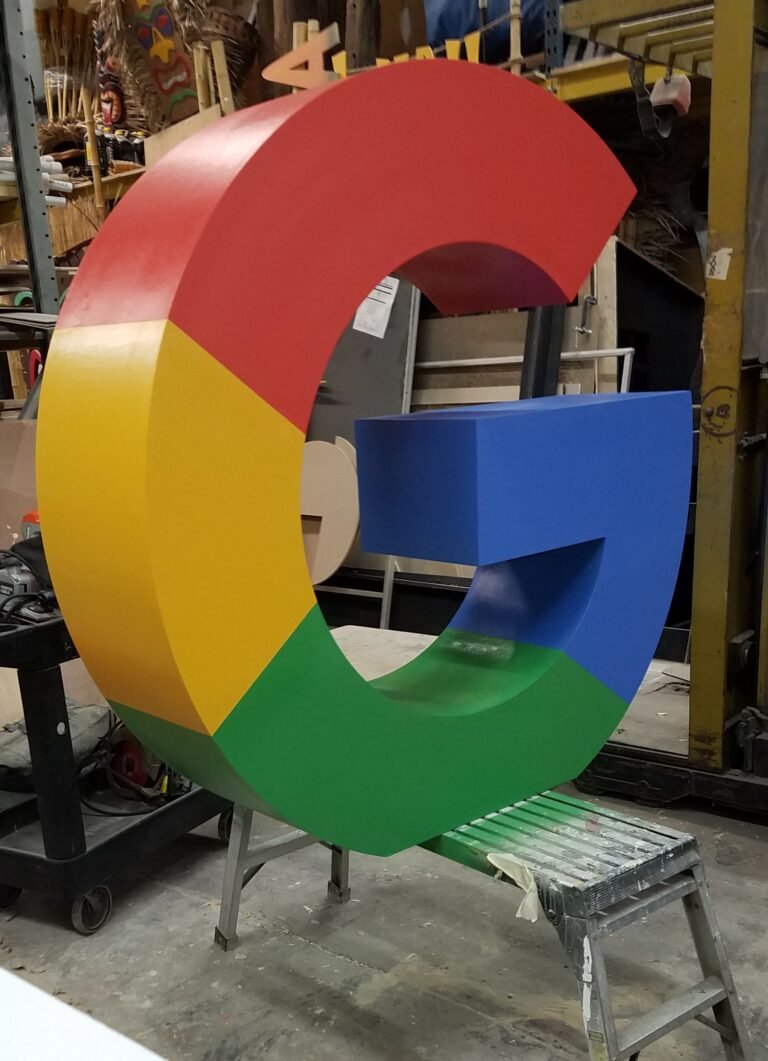 Giant dimensional Google G letters fabricated in the DC Scenics workshop
