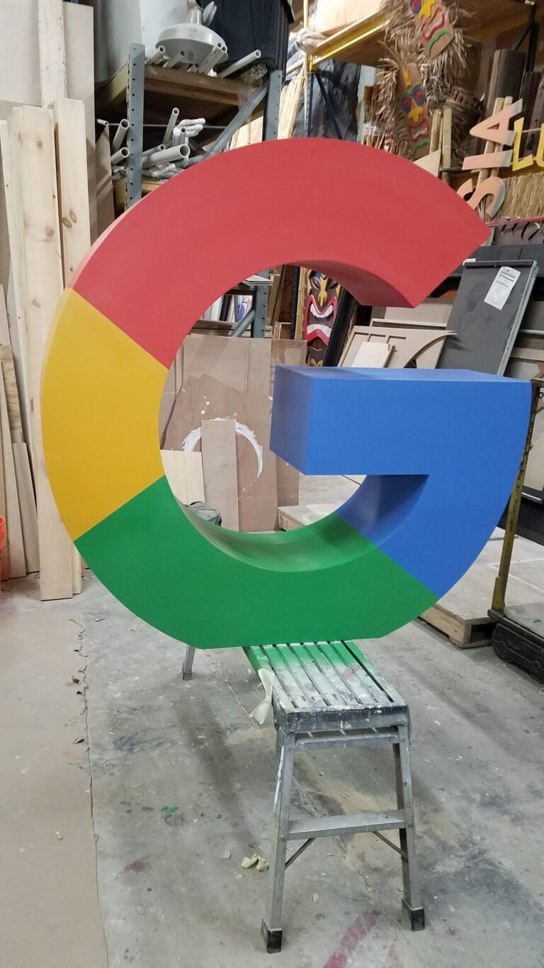 Finished giant Google G letters in brand colors