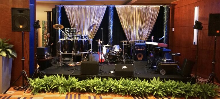 Black and gold themed gala stage