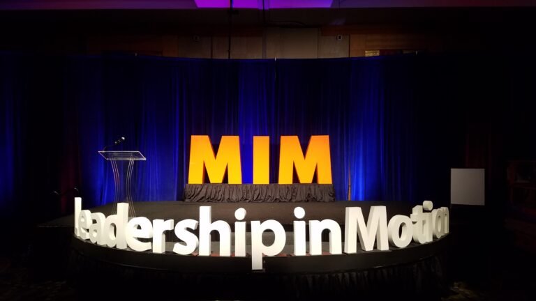 Gold dimensional letters on stage